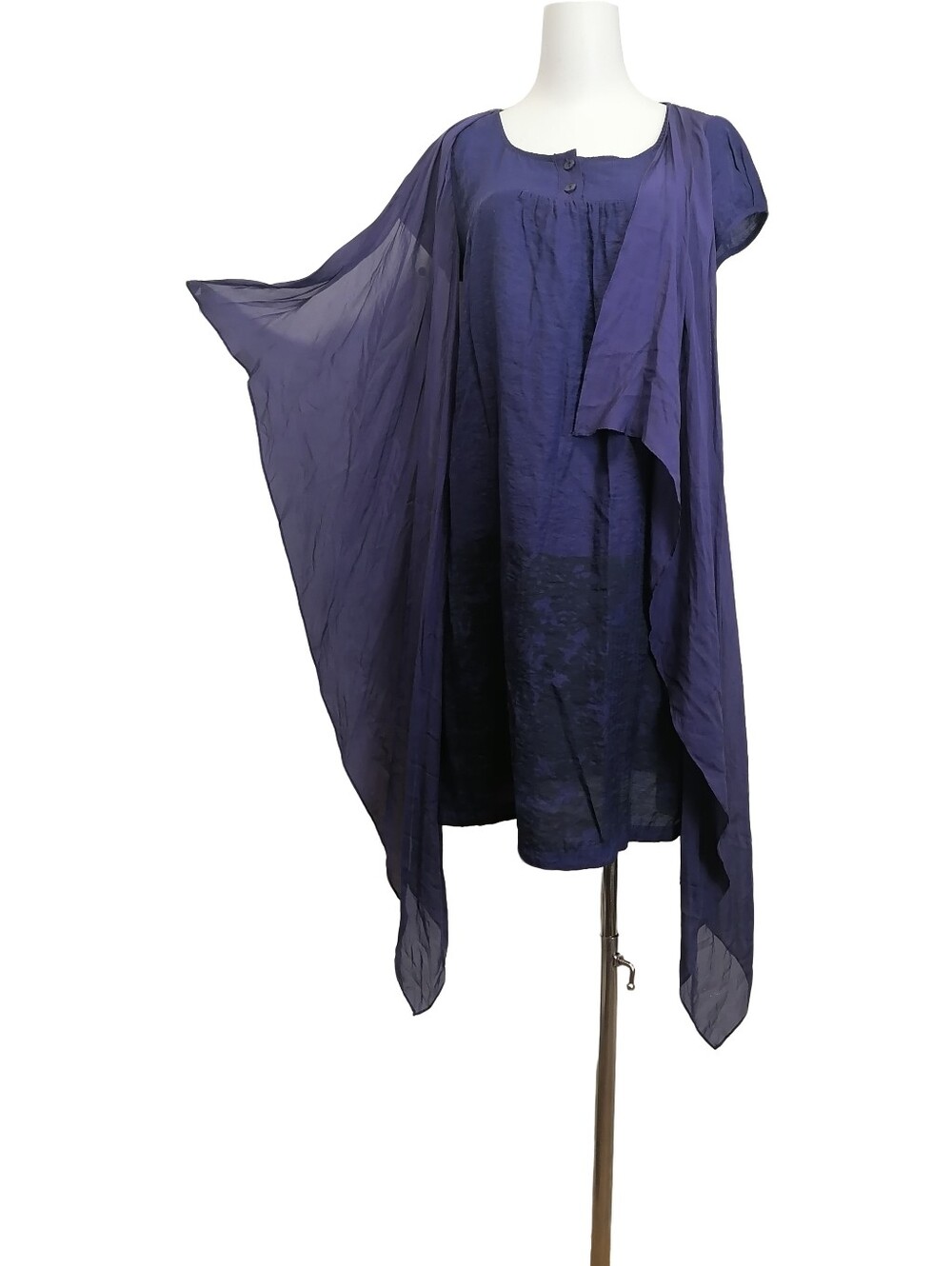 🌀🌀Flowy Sheer Cap Sleeves Midi  Dress in Deep Indigo
